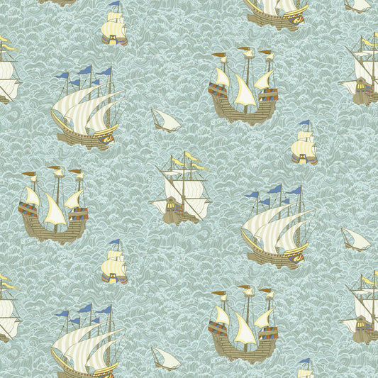 Ships Wallpaper - Light Blue - Josephine Munsey - JMW-103301 - Premier Wallcovering