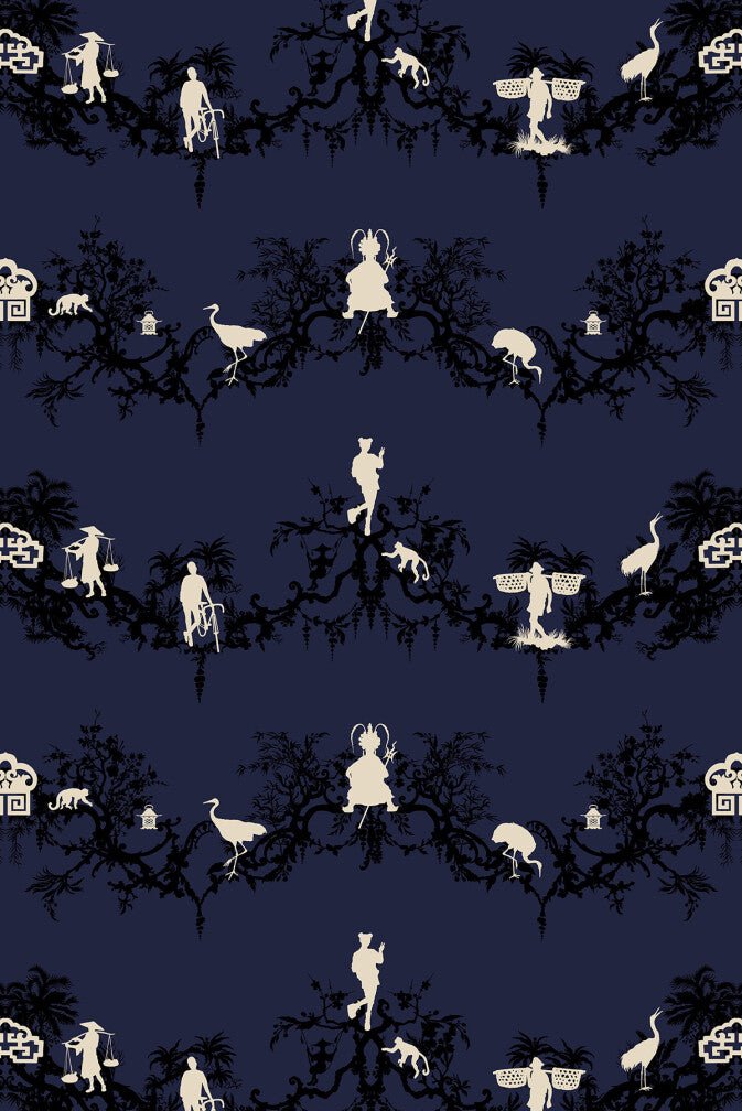 Shuiping De Pillement Superwide Wallpaper - Navy - Timorous Beasties - SWP/SHUP/04 - Premier Wallcovering