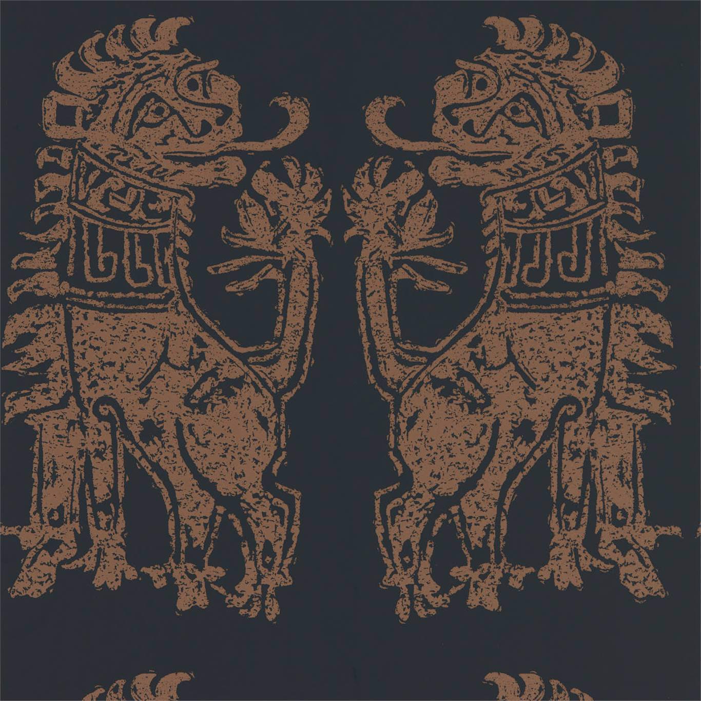 Sicilian Lion Wallpaper - Bone Black/Coppper - ZPLW312979 - Zoffany