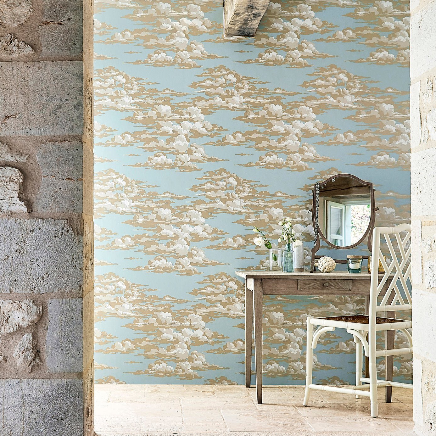 Silvi Clouds Wallpaper - English Blue - Sanderson - DYSI216601