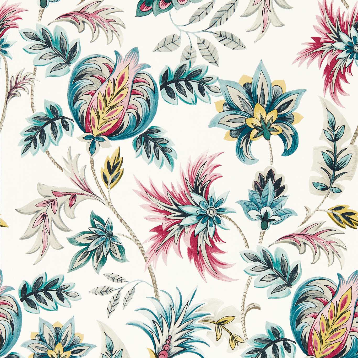 Sizergh Wallpaper - Teal/Berry - Clarke & Clarke - W0198/04 - Premier Wallcovering