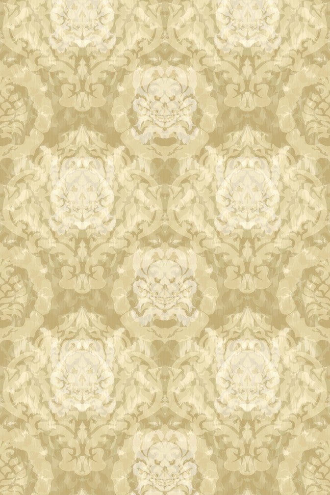 Skull Damask Superwide Wallpaper - Vanilla - Timorous Beasties - ROR/SKLD/OBRN/04 - Premier Wallcovering