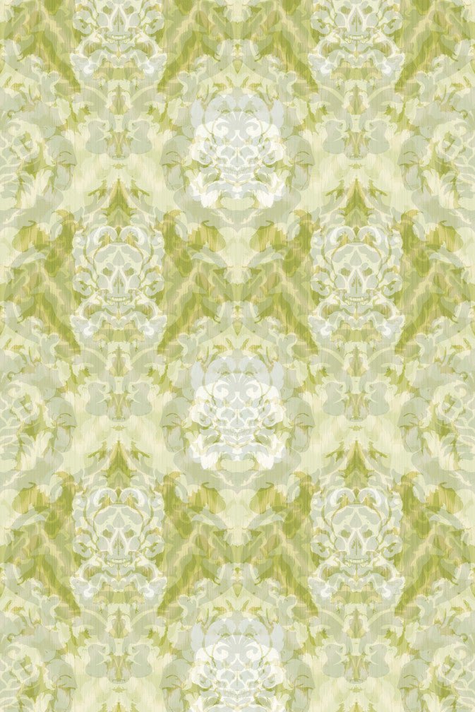 Skull Damask Superwide Wallpaper - Lime - Timorous Beasties - ROR/SKLD/OBRN/02 - Premier Wallcovering