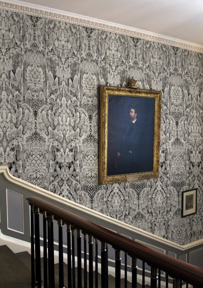 Snakeskin Damask Superwide Wallpaper Panel - Black - Timorous Beasties - RGS/SSD/OBRN/02 - Premier Wallcovering