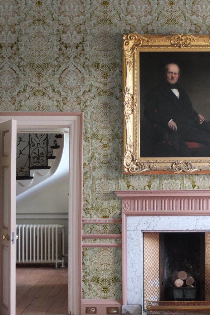 Snakeskin Damask Superwide Wallpaper Panel - Beige - Timorous Beasties - RGS/SSD/OBRN/01 - Premier Wallcovering