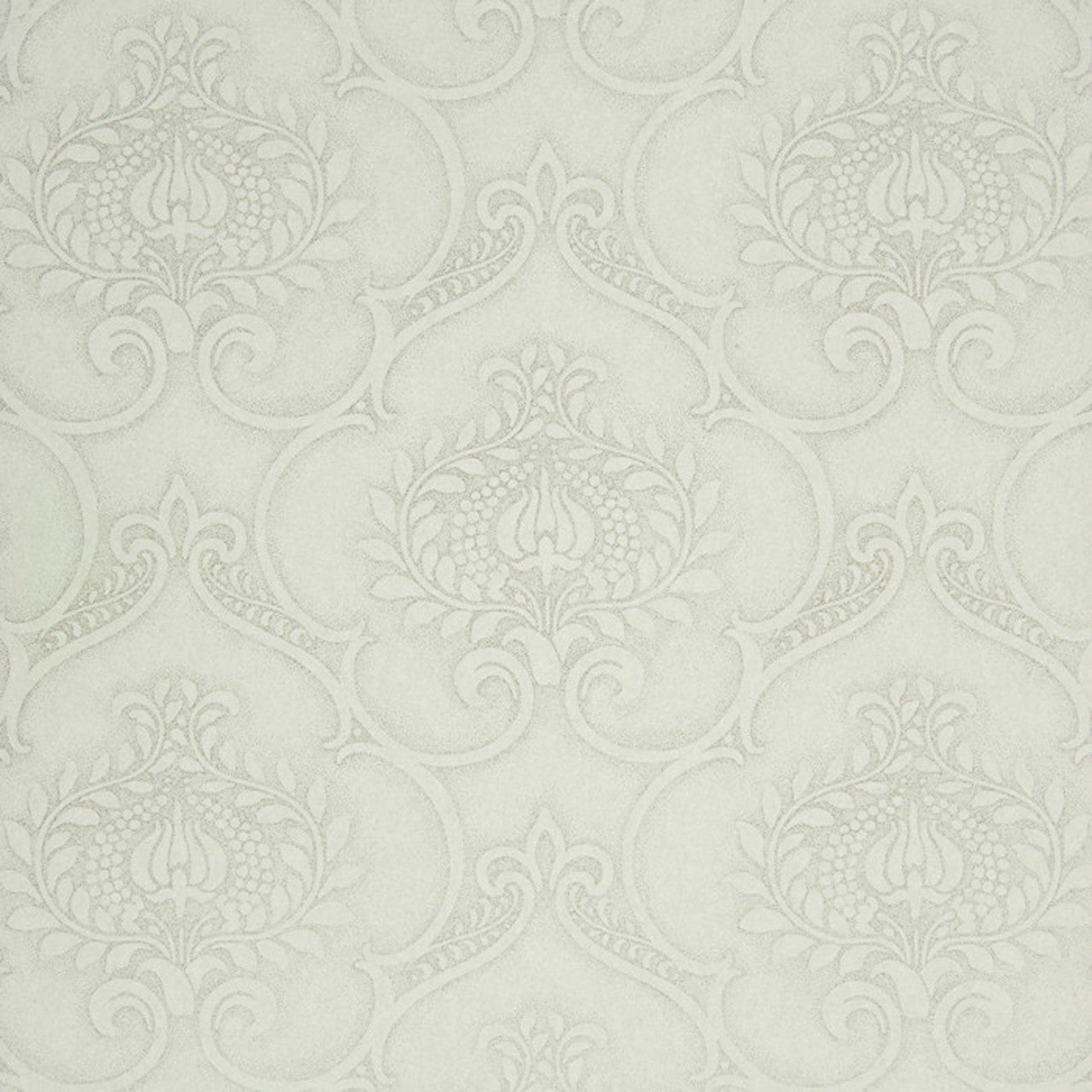 So White Damask Wallpaper - Gris - Casadeco - 26469242 - Premier Wallcovering