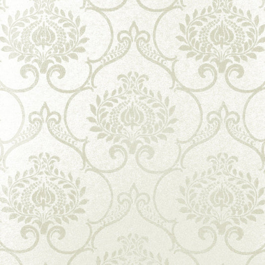So White Damask Wallpaper - Blanc - Casadeco - 26450136 - Premier Wallcovering