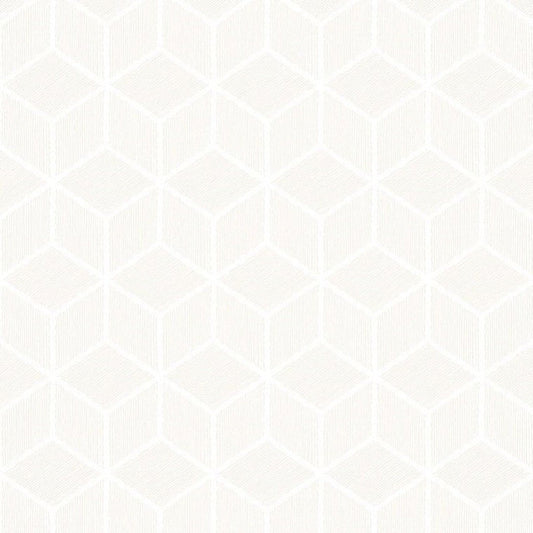 So White Geometric Wallpaper - Blanc - Casadeco - 67770087 - Premier Wallcovering