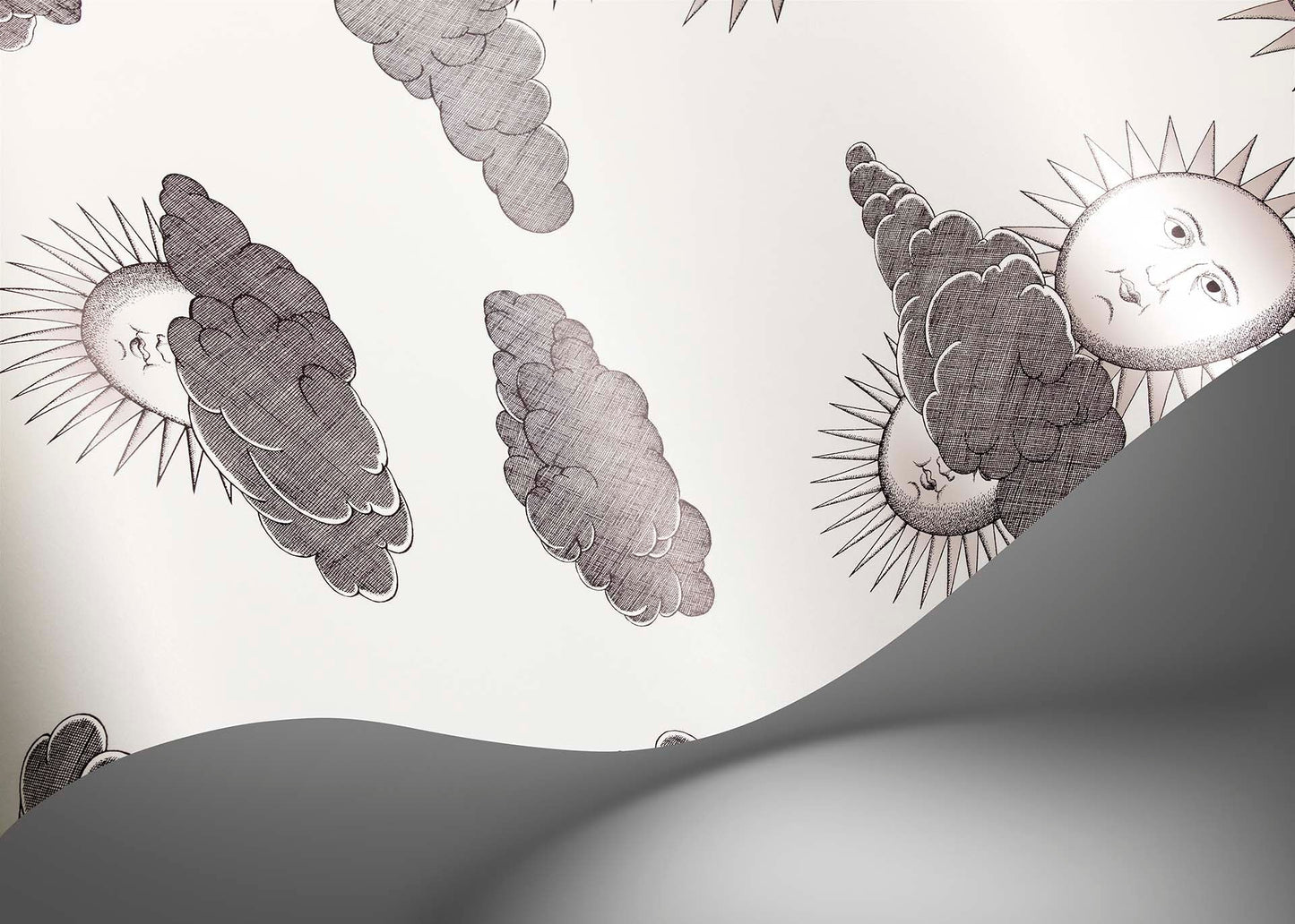 Soli e Nuvole Wallpaper - Black & White - 123/2007 - Cole & Son - Premier Wallcovering