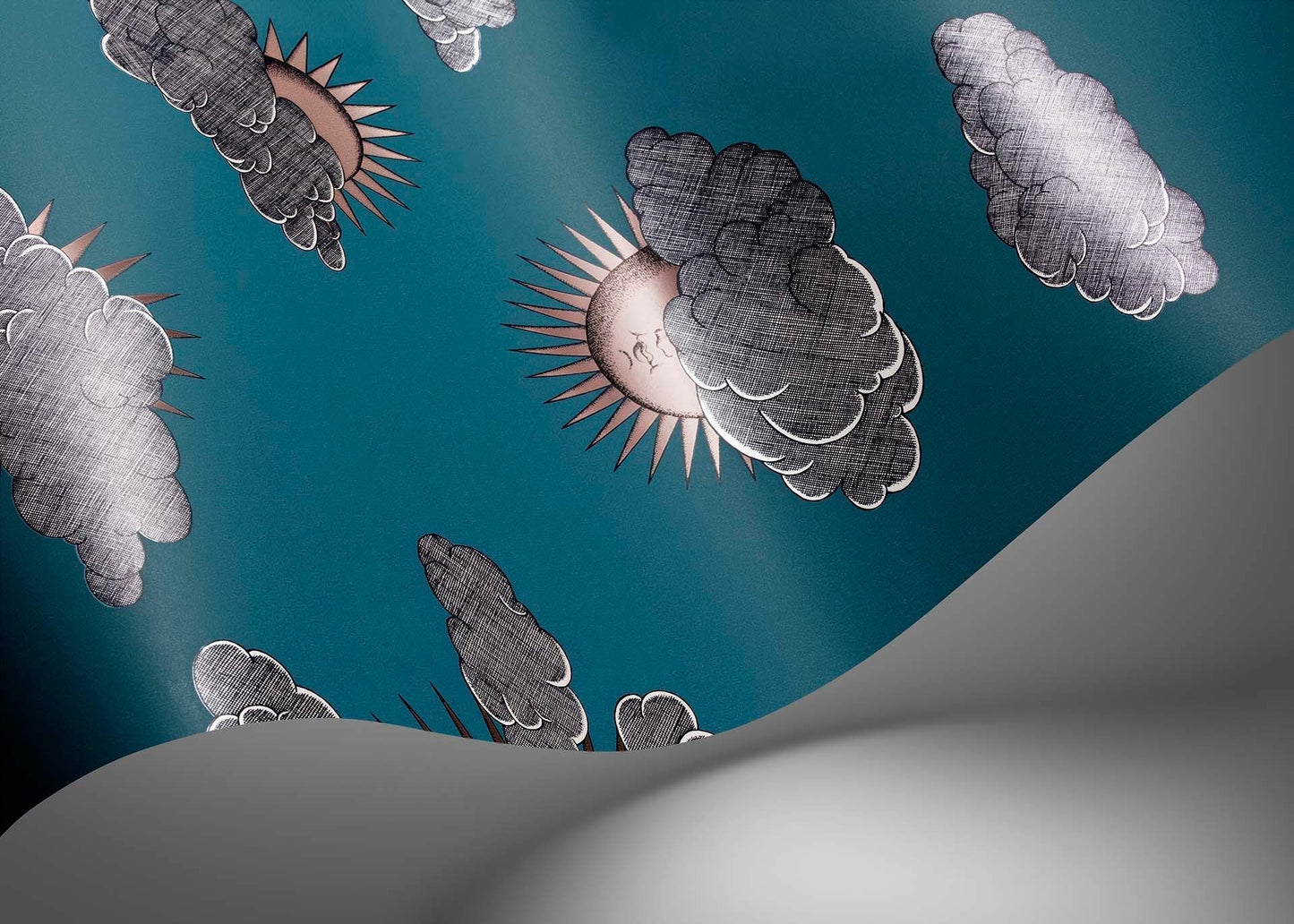 Soli e Nuvole Wallpaper - Teal & Rose Gold - 123/2010 - Cole & Son - Premier Wallcovering