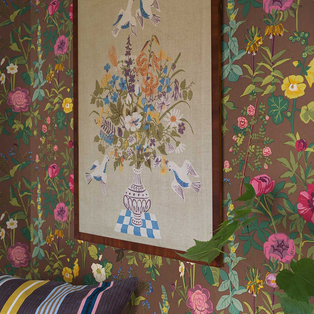 Sommar Wall Panel Mural - Brown / Multi - coloured - Boråstapeter - 1954 - Premier Wallcovering