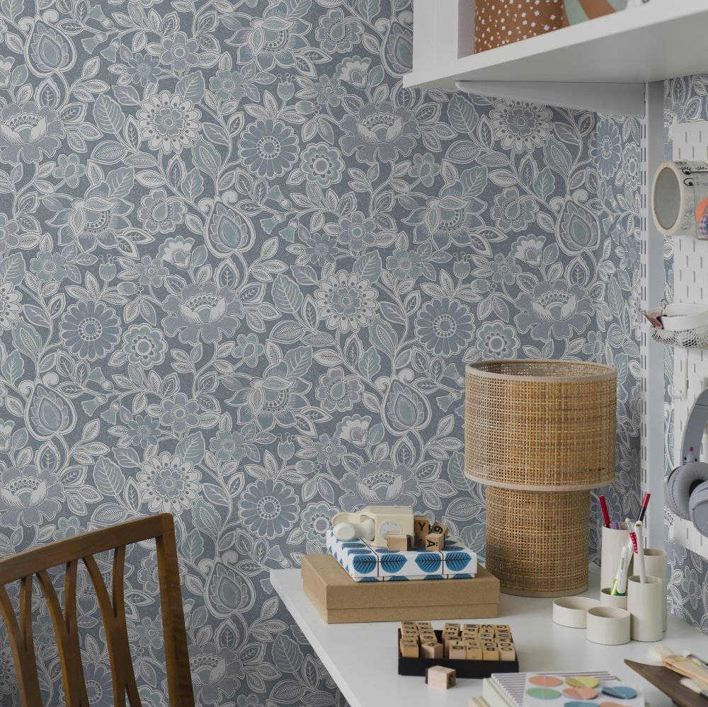 Sonja Wallpaper - Blue - Boråstapeter - 38760 - Premier Wallcovering