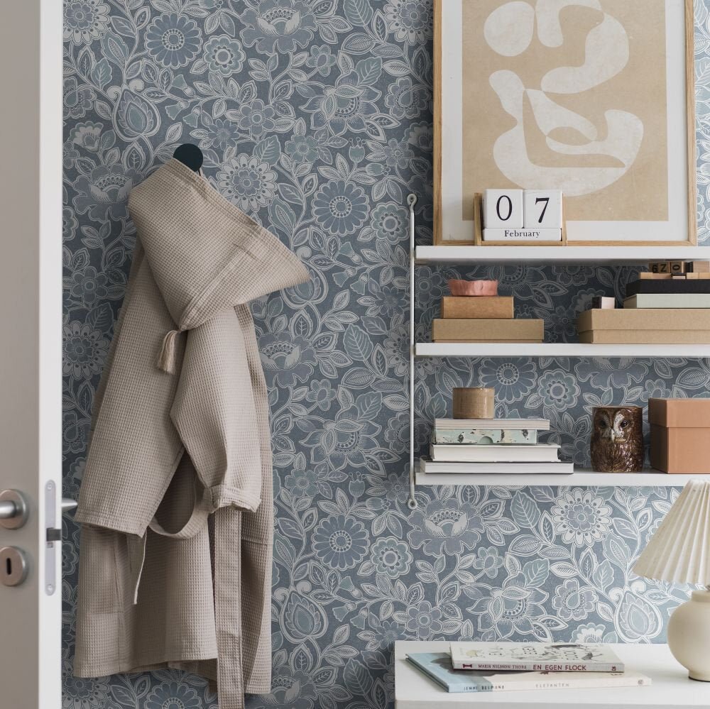 Sonja Wallpaper - Blue - Boråstapeter - 38760 - Premier Wallcovering