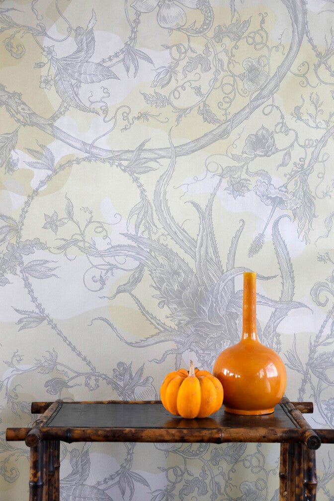 Spikey Ginger Camo Faux Suede Wallpaper - Pale Yellow - Timorous Beasties - DWN/SPG/SUEDE/02 - Premier Wallcovering