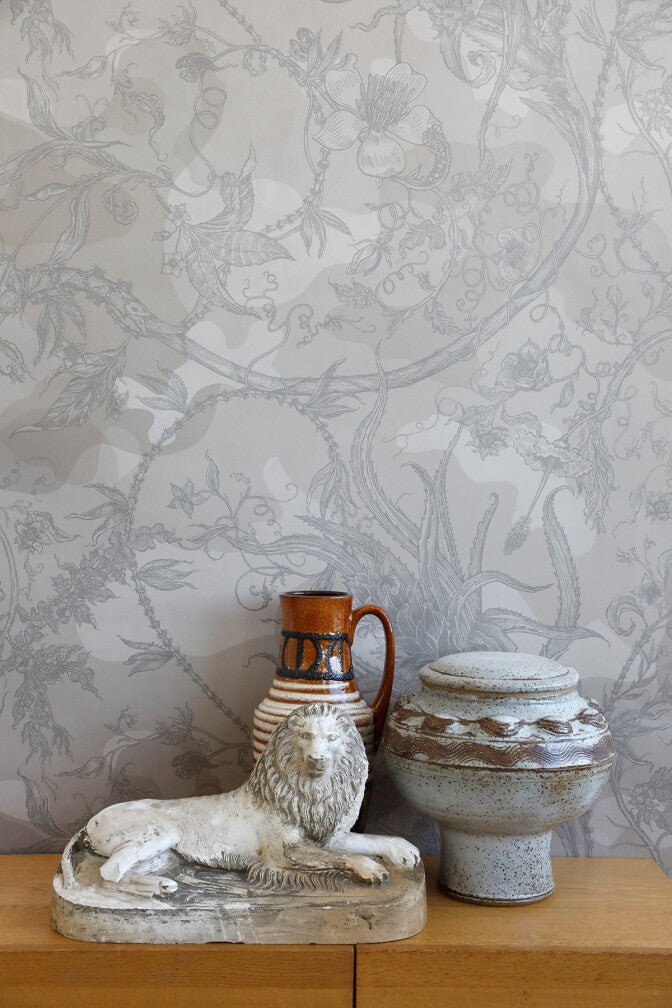 Spikey Ginger Camo Faux Suede Wallpaper - Beige - Timorous Beasties - DWN/SPG/SUEDE/01 - Premier Wallcovering