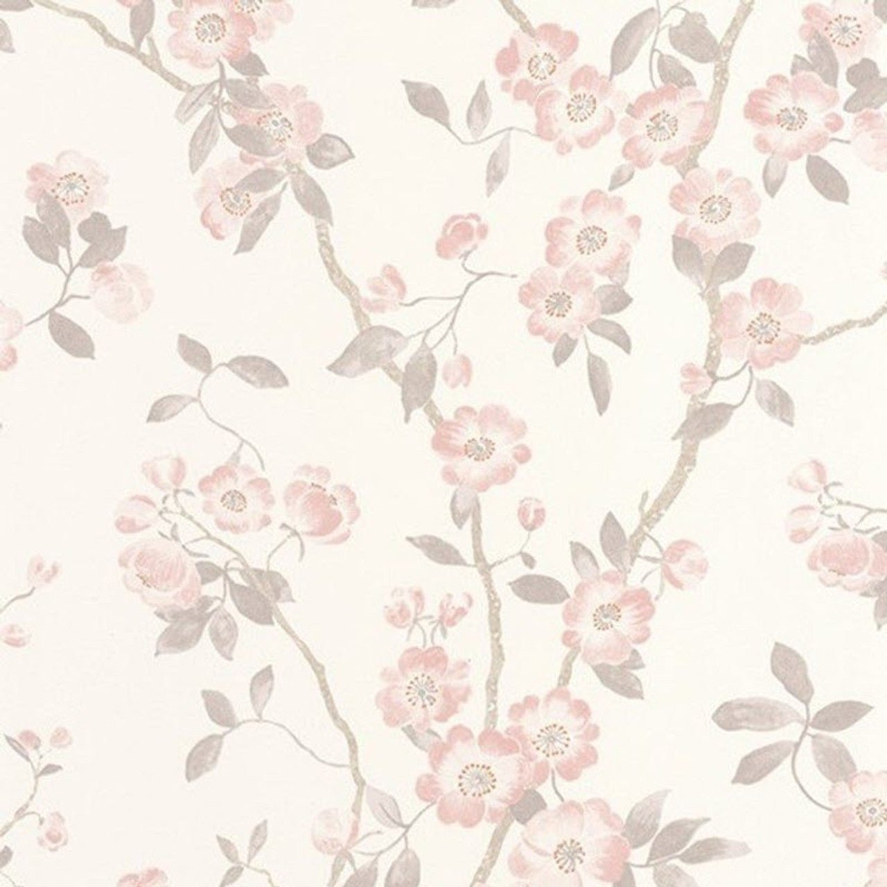 Spring Flower Delicacy Wallpaper - Taupe And Rose - Casadeco - 85394346 - Premier Wallcovering