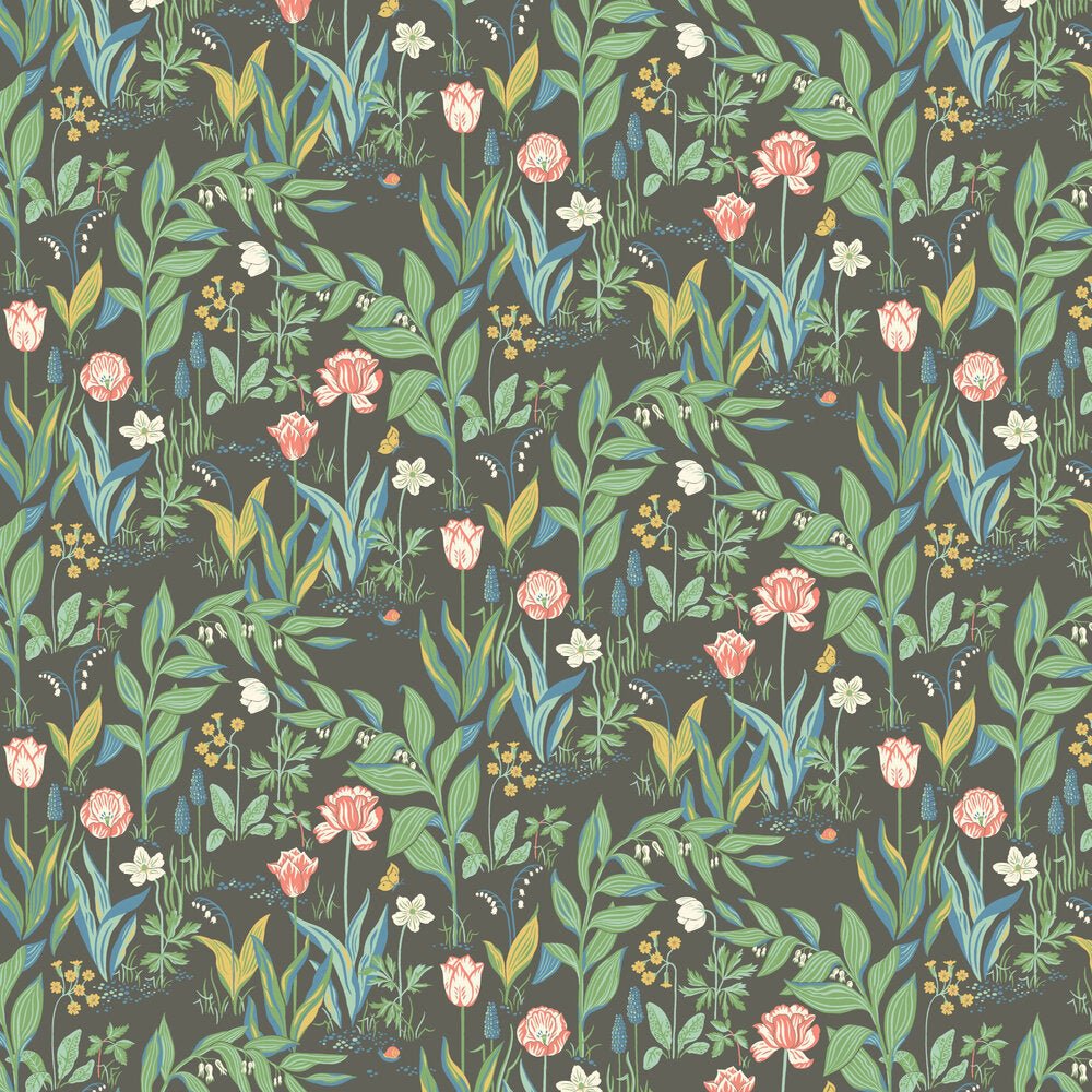 Spring Garden Wallpaper - Black - Boråstapeter - 7219 - Premier Wallcovering