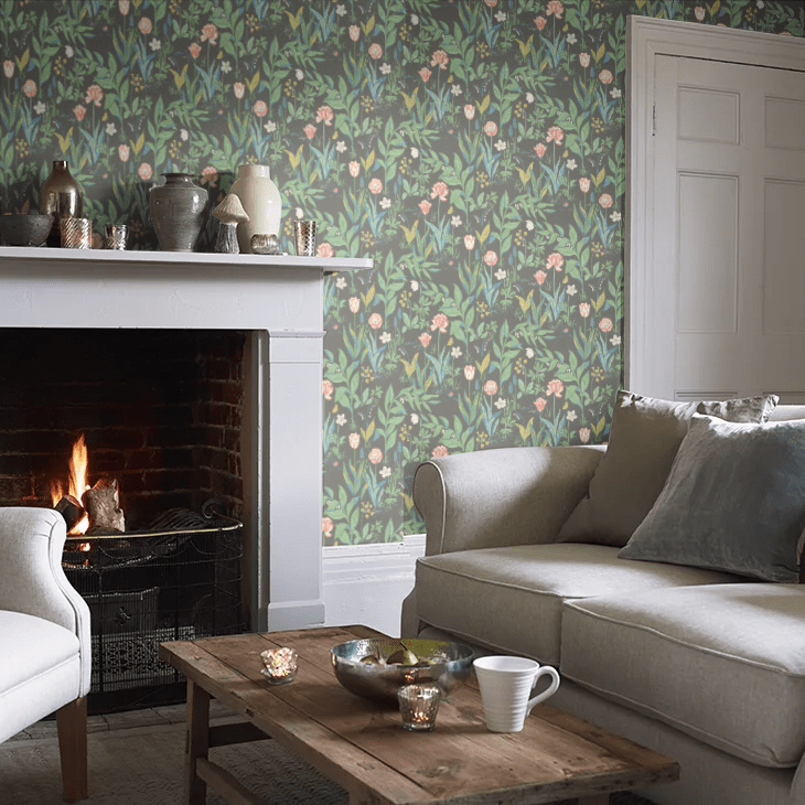 Spring Garden Wallpaper - Black - Boråstapeter - 7219 - Premier Wallcovering