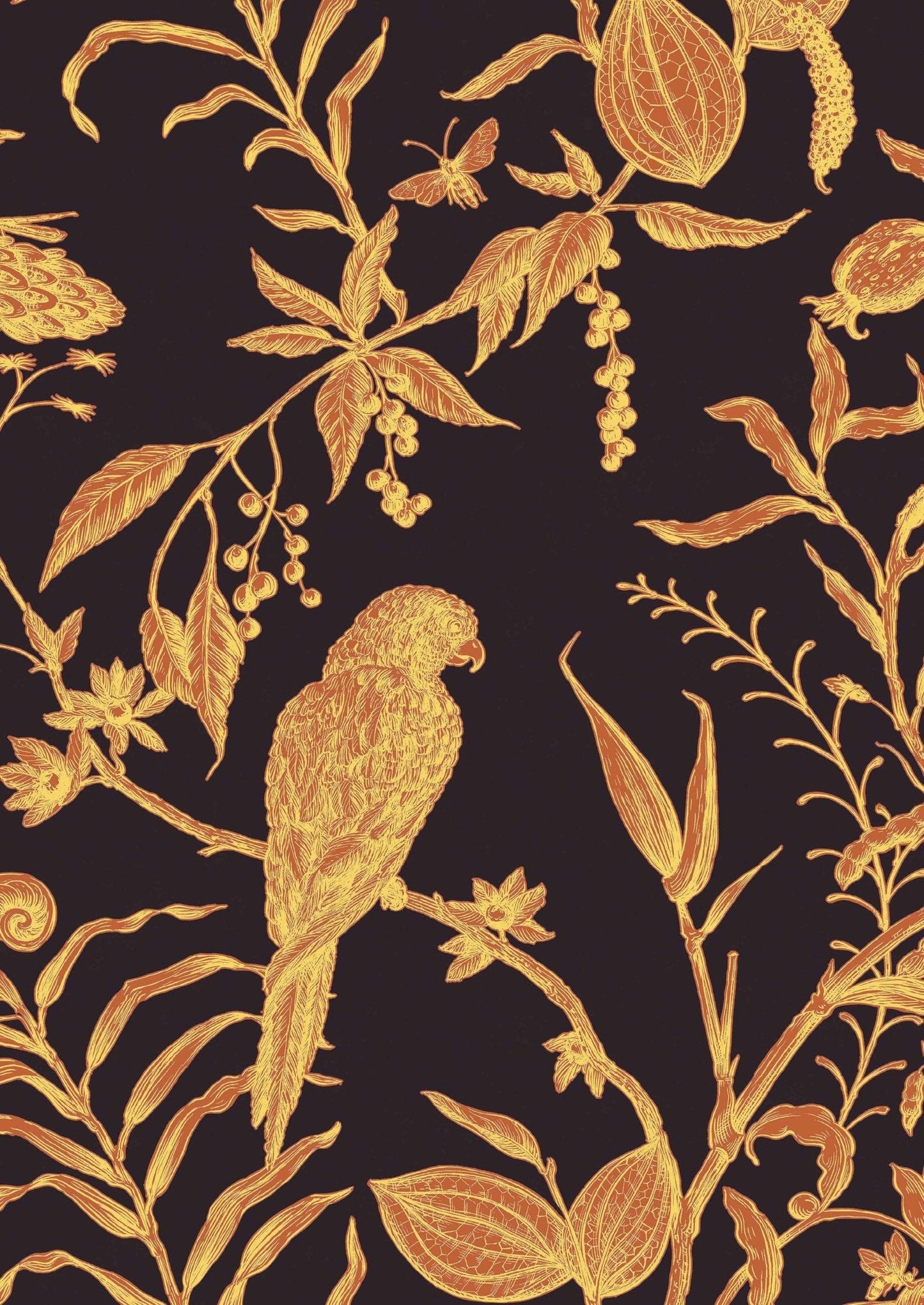 Squawk Wallpaper - Ink - Lewis & Wood - Premier Wallcovering