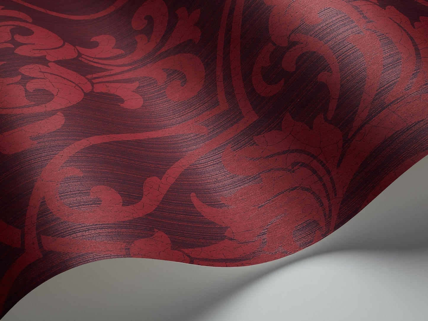 St Petersburg Damask Wallpaper - Red on Ink - 88/8035 - Cole & Son - Premier Wallcovering