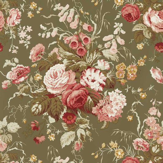 Stapleton Park Wallpaper - Olive/Bengal Red - DOSW217046 - Sanderson