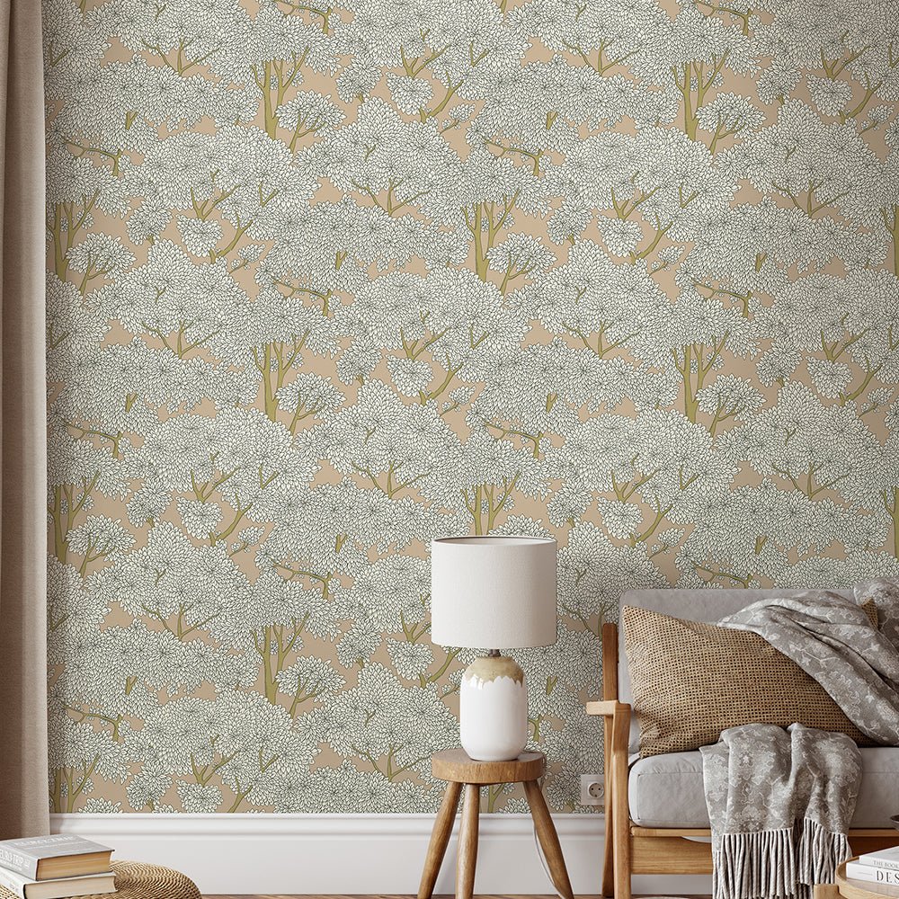 Stockend Woods Wallpaper - Stepping Stone and Cotswold White - Josephine Munsey - JMW-101431 - Premier Wallcovering