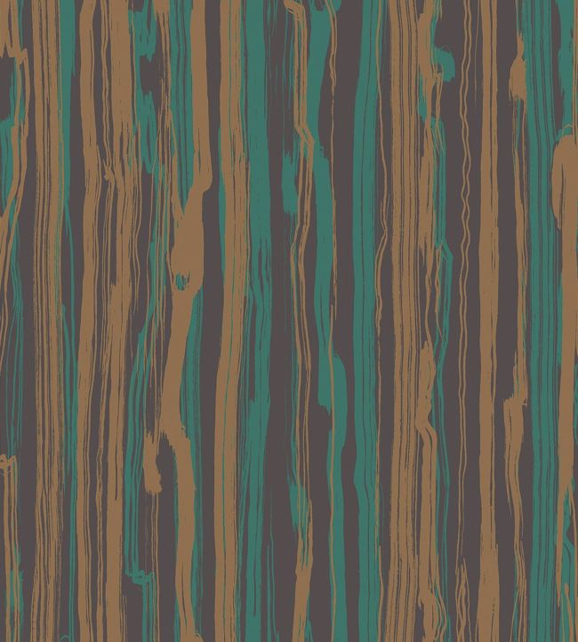Strand Wallpaper - Metallic Bronze & Viridian on Soot - 107/7036 - Cole & Son - Premier Wallcovering