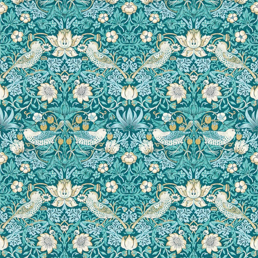 Strawberry Thief Wallpaper - Teal - Clarke & Clarke - W0171/06 - Premier Wallcovering