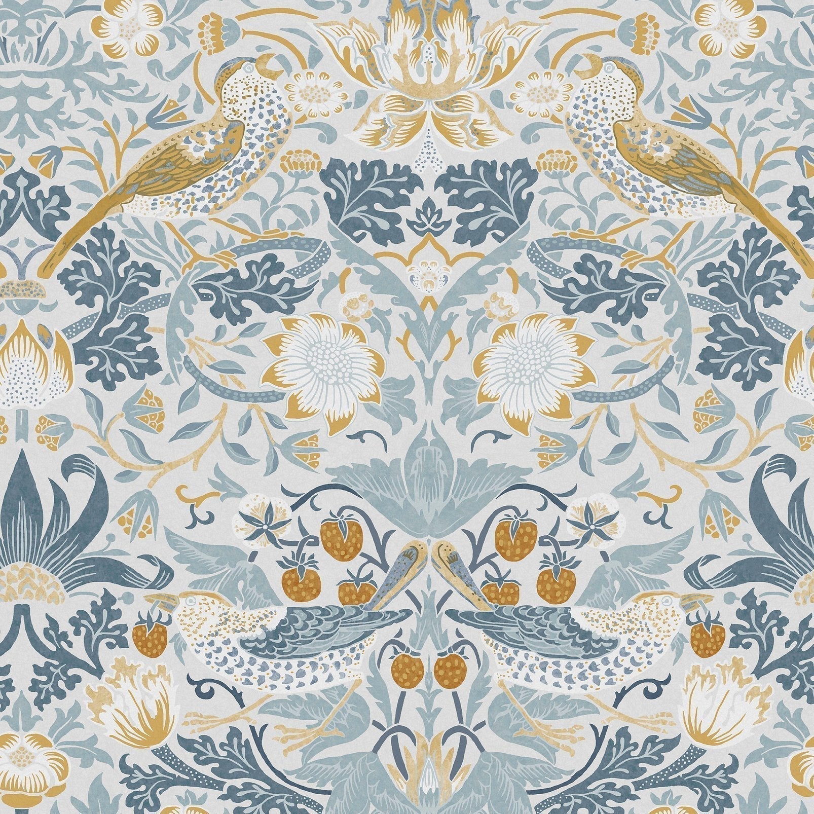 Strawberry Thief Wallpaper - Soft Blue - 124232 - William Morris AH - Premier Wallcovering