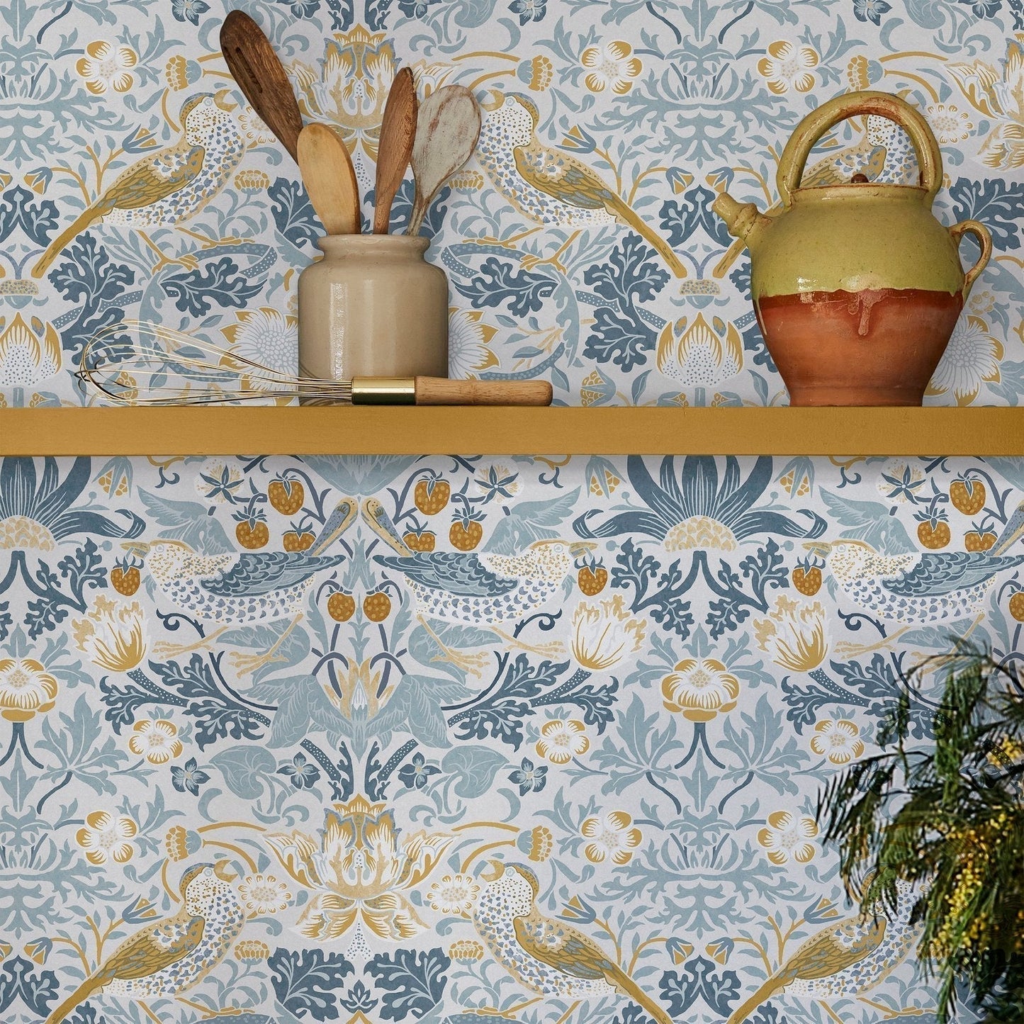 Strawberry Thief Wallpaper - Soft Blue - 124232 - William Morris AH - Premier Wallcovering
