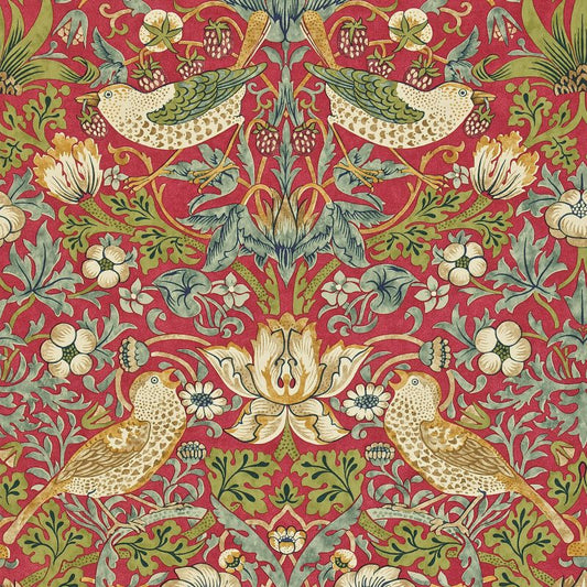 Strawberry Thief Wallpaper - Crimson/Slate - Morris & Co - 216848