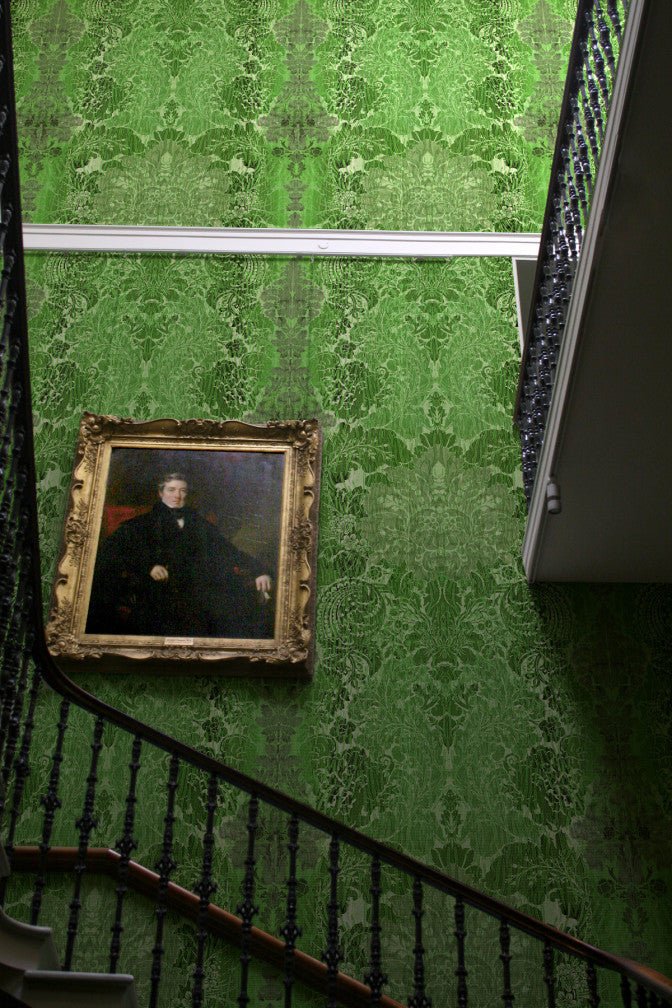 Studio Damask Wallpaper - Green - Timorous Beasties - ROR/SDAM/TAKI/03 - Premier Wallcovering