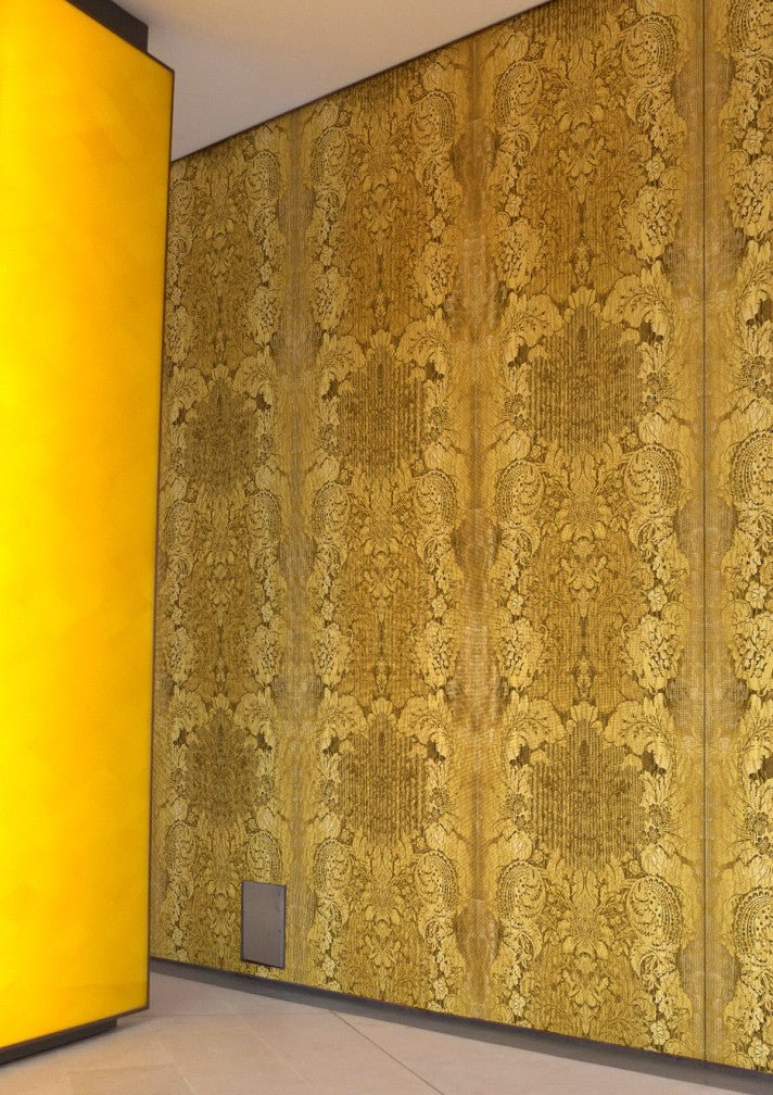Studio Damask Wallpaper - Yellow - Timorous Beasties - ROR/SDAM/TAKI/02 - Premier Wallcovering