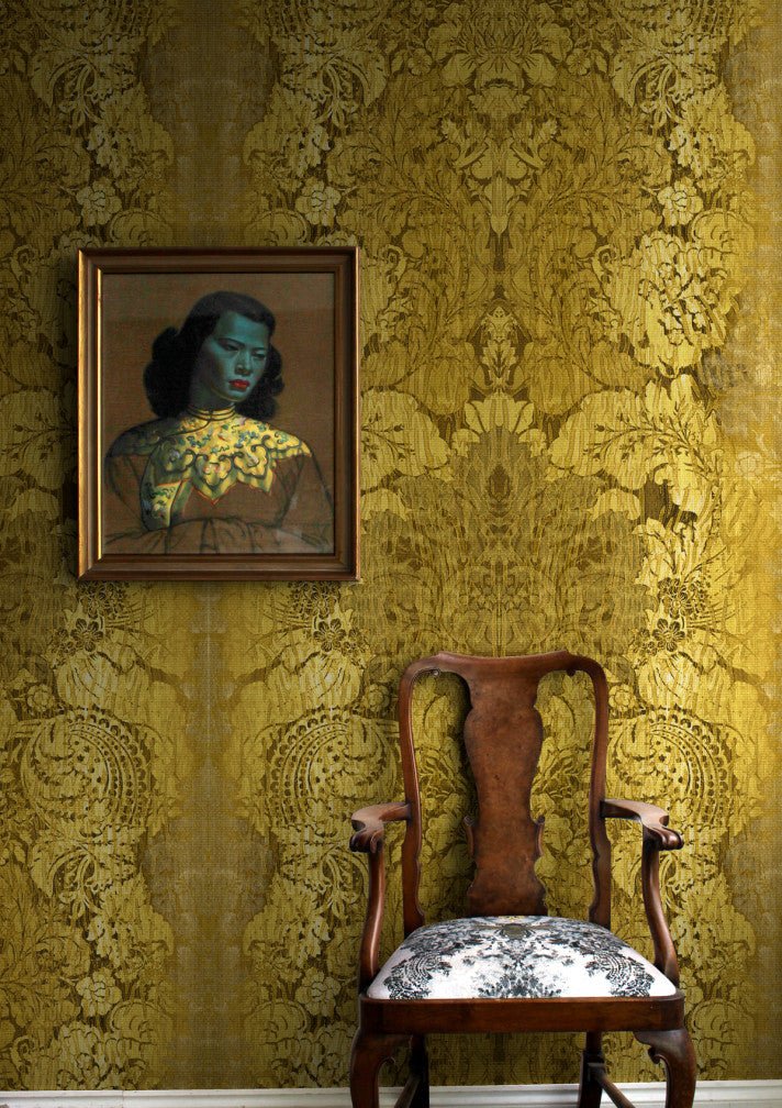 Studio Damask Wallpaper - Yellow - Timorous Beasties - ROR/SDAM/TAKI/02 - Premier Wallcovering