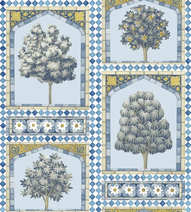 Sultans Palace Wallpaper - China Blue & Ochre - 113/10029 - Cole & Son - Premier Wallcovering