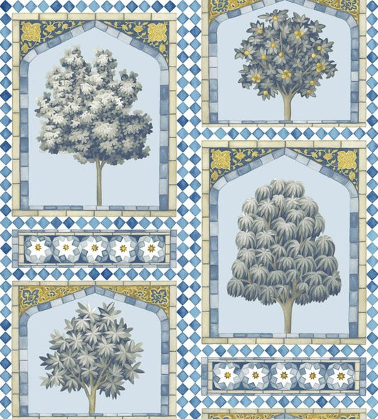Sultans Palace Wallpaper - China Blue & Ochre - 113/10029 - Cole & Son - Premier Wallcovering