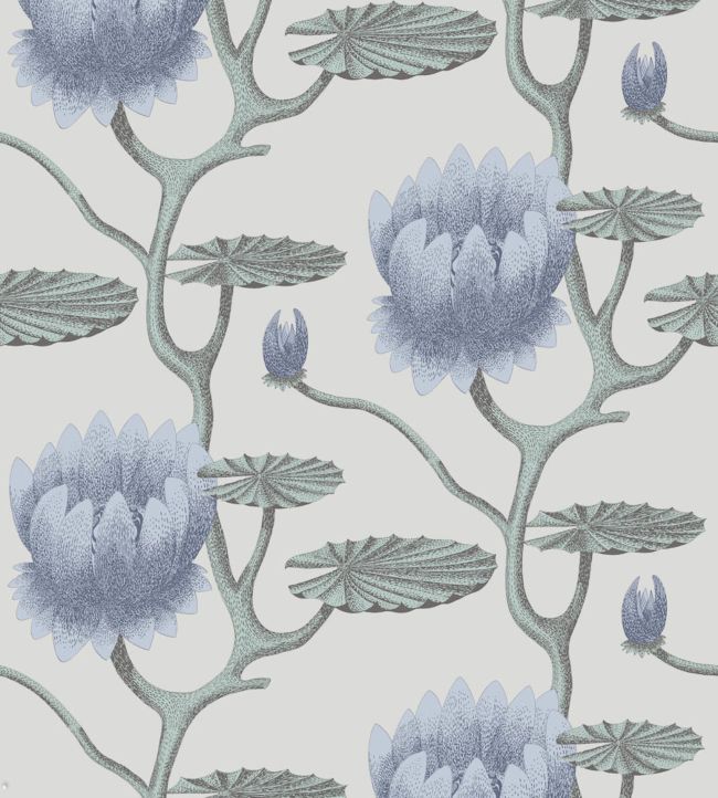 Summer Lily Wallpaper - Hyacinth Blue & Seafoam on Stone - 95/4024 - Cole & Son - Premier Wallcovering