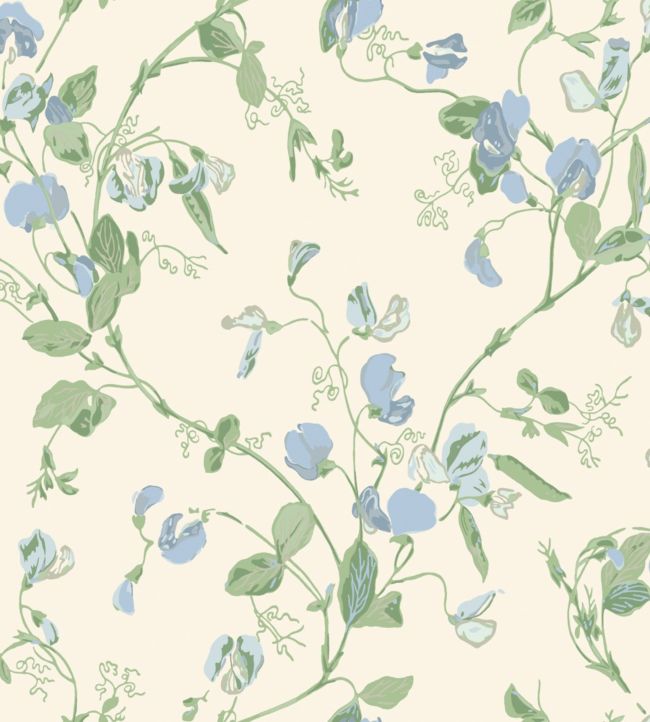 Sweet Pea Archive Anthology Wallpaper - Cerulean & Sky on White - 100/6031 - Cole & Son - Premier Wallcovering
