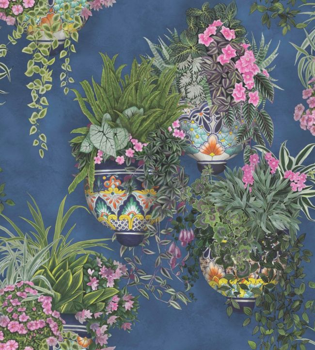 Talavera Wallpaper - Fuchsia & Forest Greens on Cerulean Sky - 117/9026 - Cole & Son - Premier Wallcovering