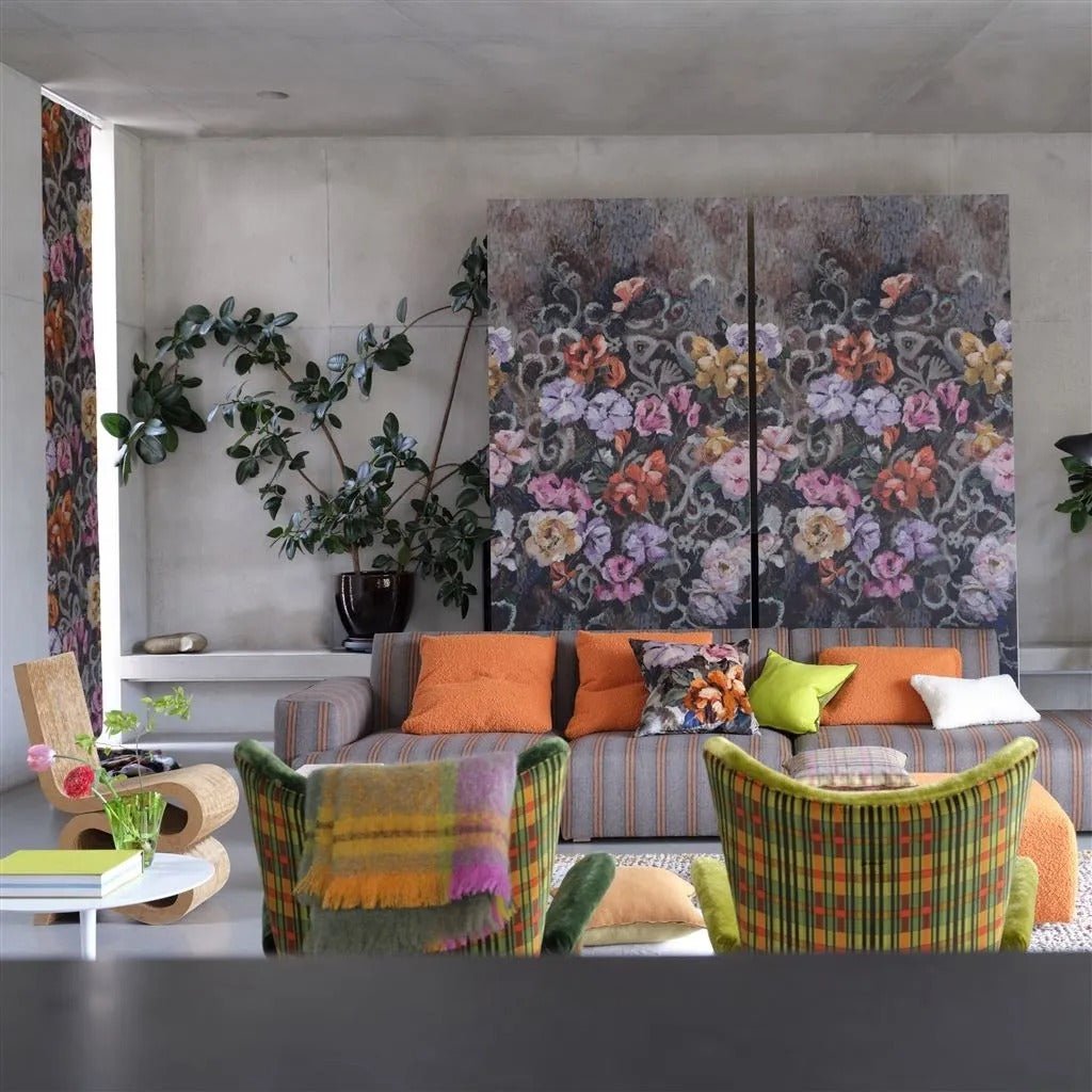 Tapestry Flower Wallpaper - Damson - PDG1153/02 - Designers Guild