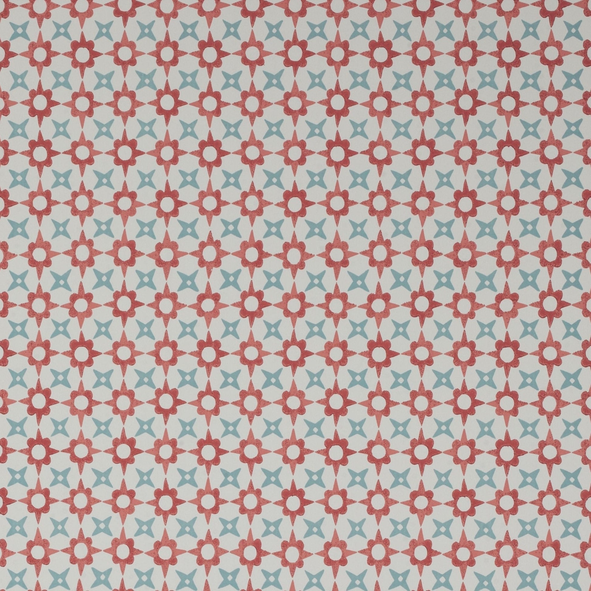 Tassi Wallpaper - Red/Aqua - J175W - 04 - Jane Churchill