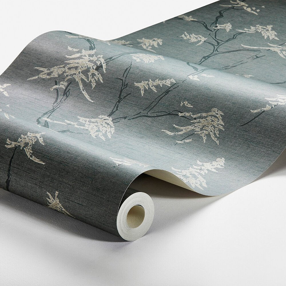 Temple Tree Wallpaper - Slate Blue - Boråstapeter - 3101 - Premier Wallcovering