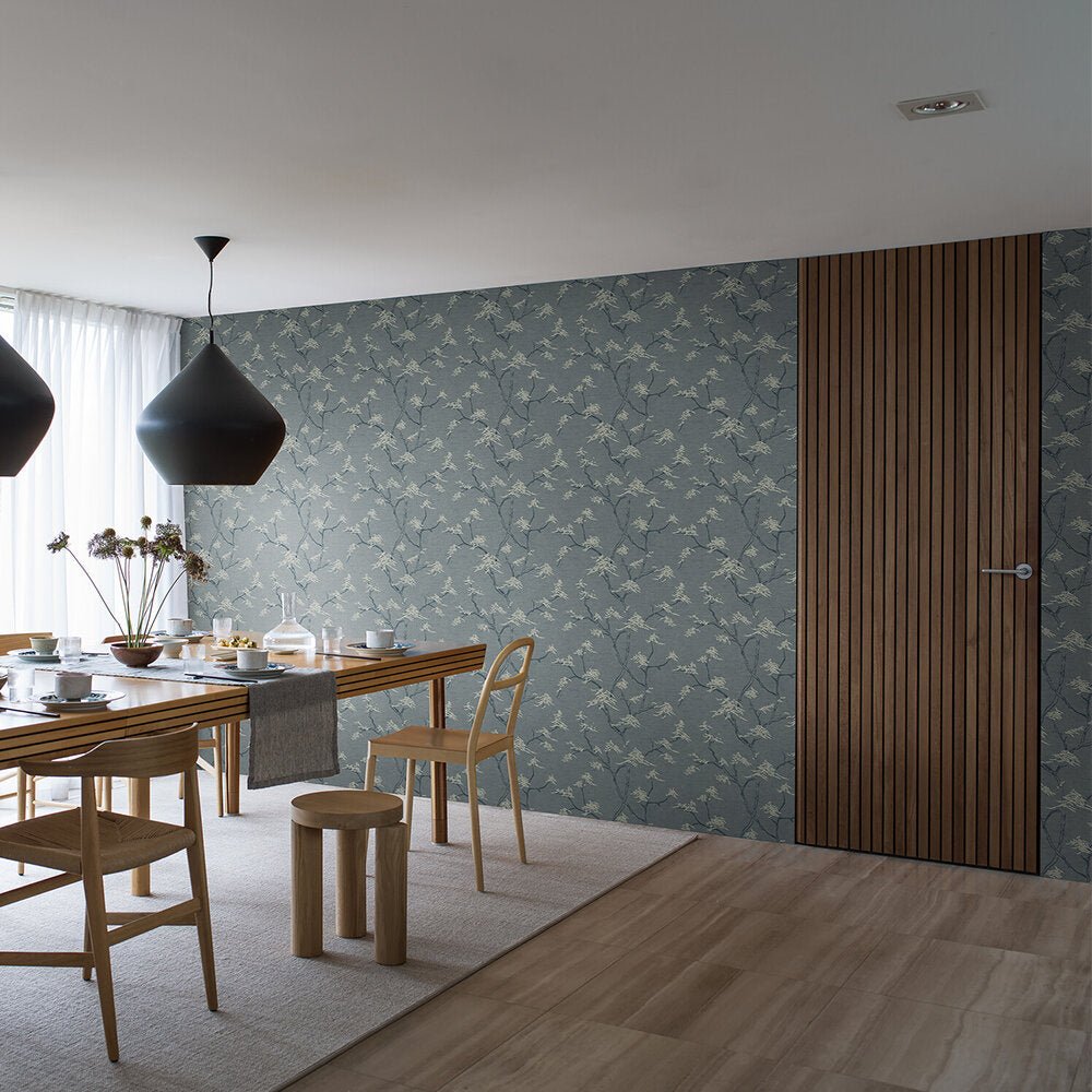Temple Tree Wallpaper - Slate Blue - Boråstapeter - 3101 - Premier Wallcovering