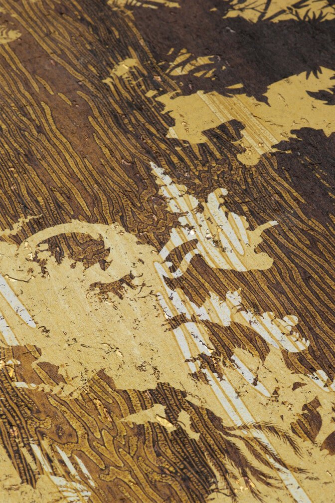 Temples In The Sky Cork Wallpaper - Yellow - Timorous Beasties - TB/TMPL/WSCF/03 - Premier Wallcovering