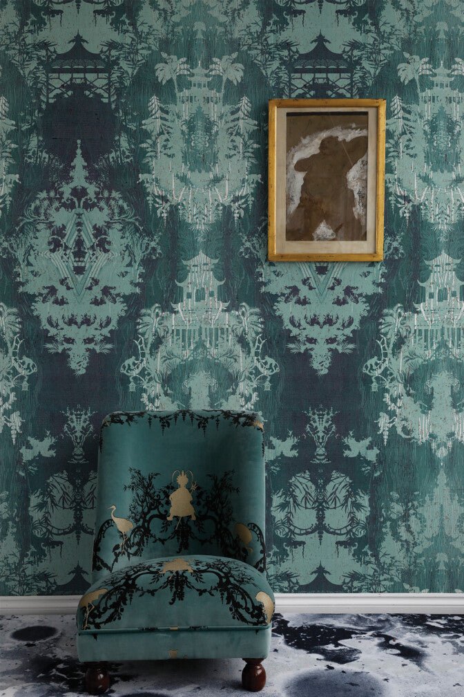 Temples In The Sky Cork Wallpaper - Mint - Timorous Beasties - TB/TMPL/WSCF/01 - Premier Wallcovering