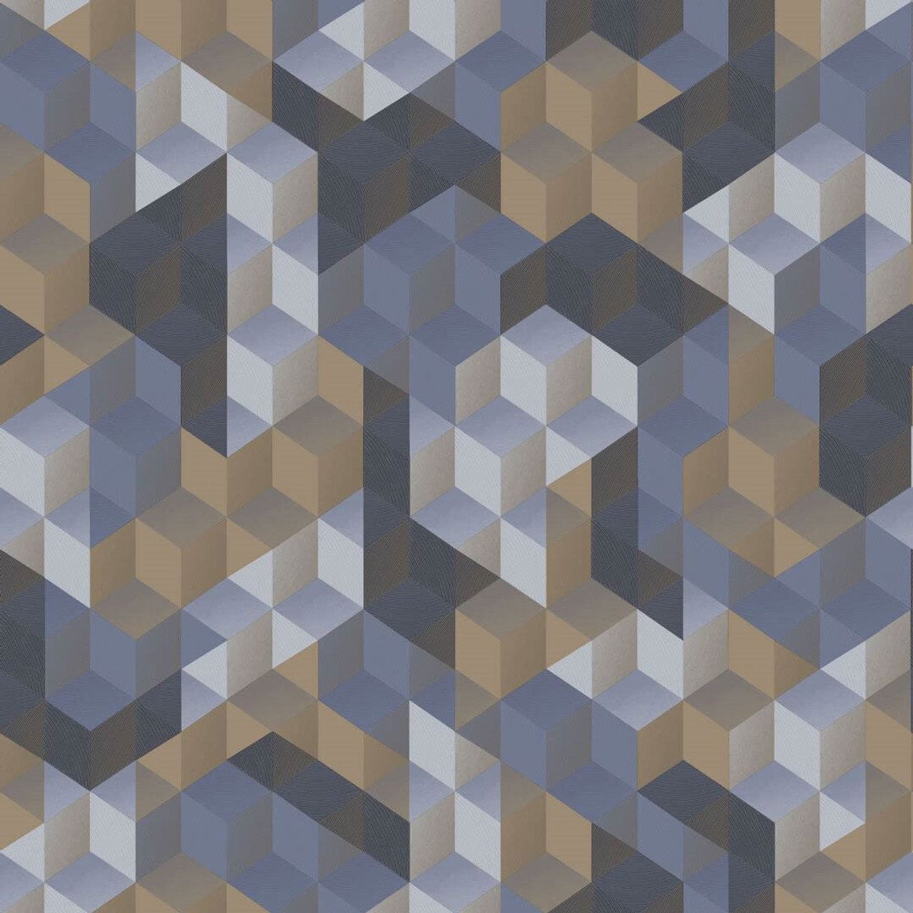 Tetrimino Perception Wallpaper - Bleu Encre - Casadeco - 86486506 - Premier Wallcovering