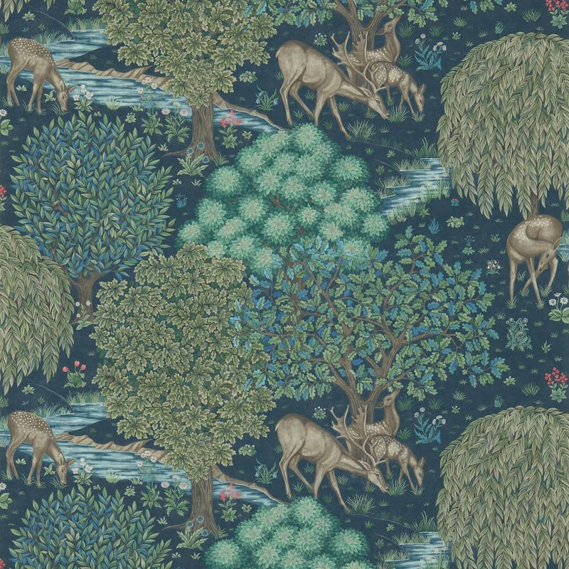 Morris & Co The Brook Wallpaper in Dark Blue - 216479 – Gustavian