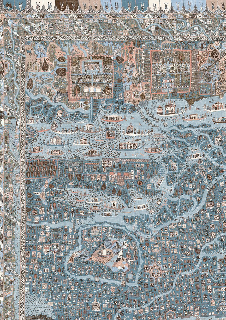 The Map Maxi Wallpaper - Blue Almond - Lewis & Wood - Premier Wallcovering