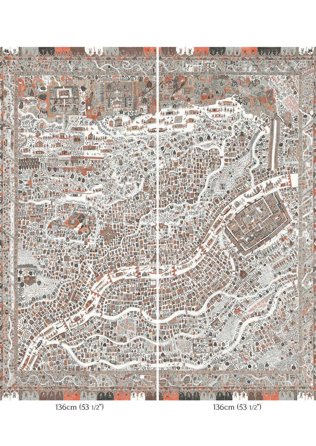 The Map Maxi Wallpaper - Satsuma Soot - Lewis & Wood - Premier Wallcovering