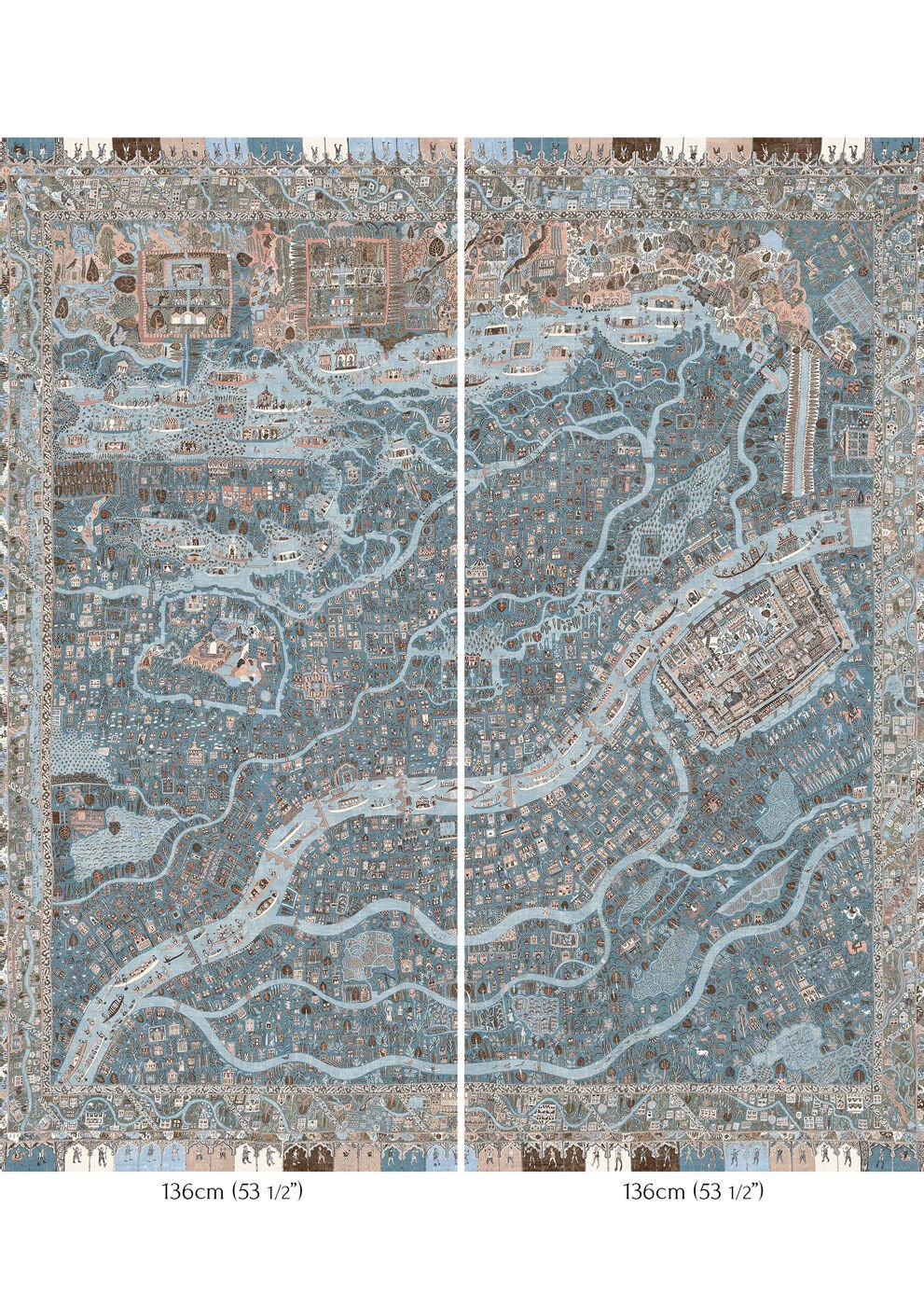 The Map Maxi Wallpaper - Blue Almond - Lewis & Wood - Premier Wallcovering